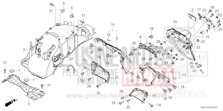 REAR FENDER for Gold Wing PEAL DEEP MUD GRAY (NHC47B) from 2021